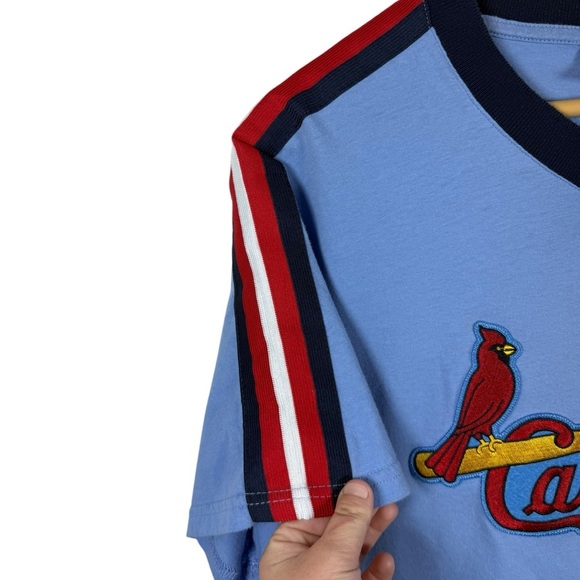 RARE VINTAGE Mitchell and Ness St. Louis Cardinals Embroidered Tee Blue M - Picture 8 of 13